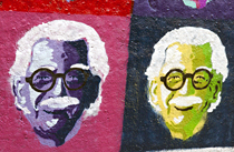 A close-up of the Warhol-inspired Designstein mural