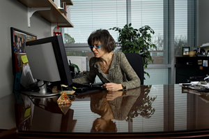 Marie Davidian working at computer