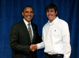 Parker shaking hands with President  Obama.