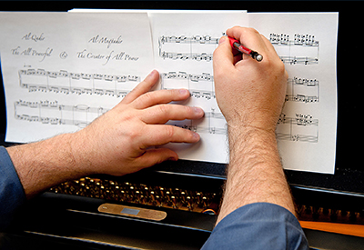 J. Mark Scearce at work on a composition.