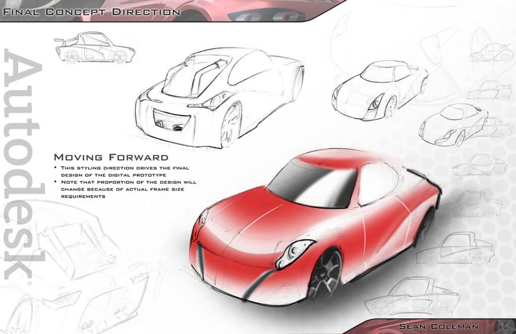 Sketches of concept car.