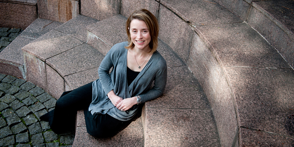 Deanna Dannels on steps of college.