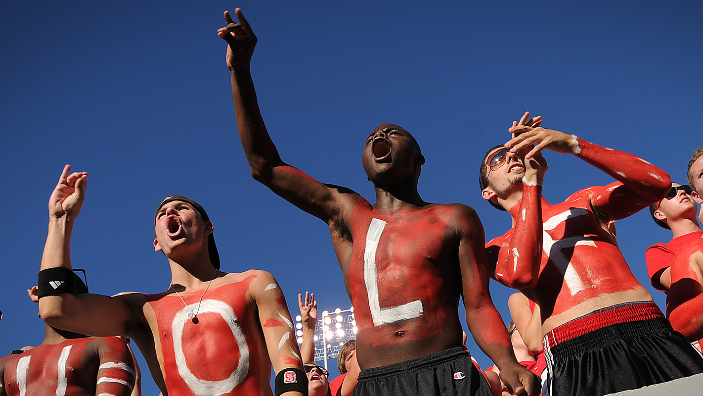 NC State students get pumped up for the Pack before the WCU football game.