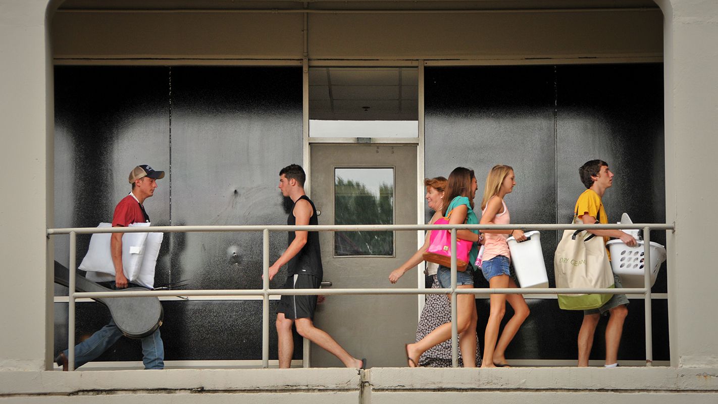 Students moving in at NC State.