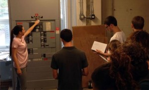 LEED Lab students learn about the electrical setup of Nelson Hall and opportunities to save energy.