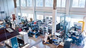 An interior shot of the FREEDM Systems Center hosted on NC State's Centennial Campus.