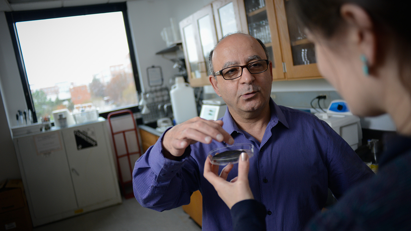 Behnam Pourdeyhimi with doctoral student Jenny Leary