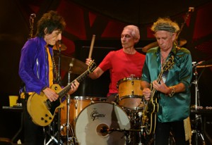 Rolling Stones guitarists Ron Wood, left, and Keith Richards and drummer Charlie Watts. (Photo by Roger Winstead)