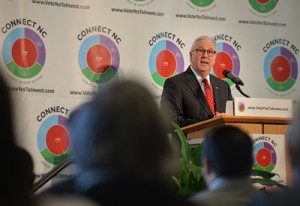 NC State Chancellor Randy Woodson speaks at Hunt Library on NC State's Centennial Campus during the bond kick-off event.