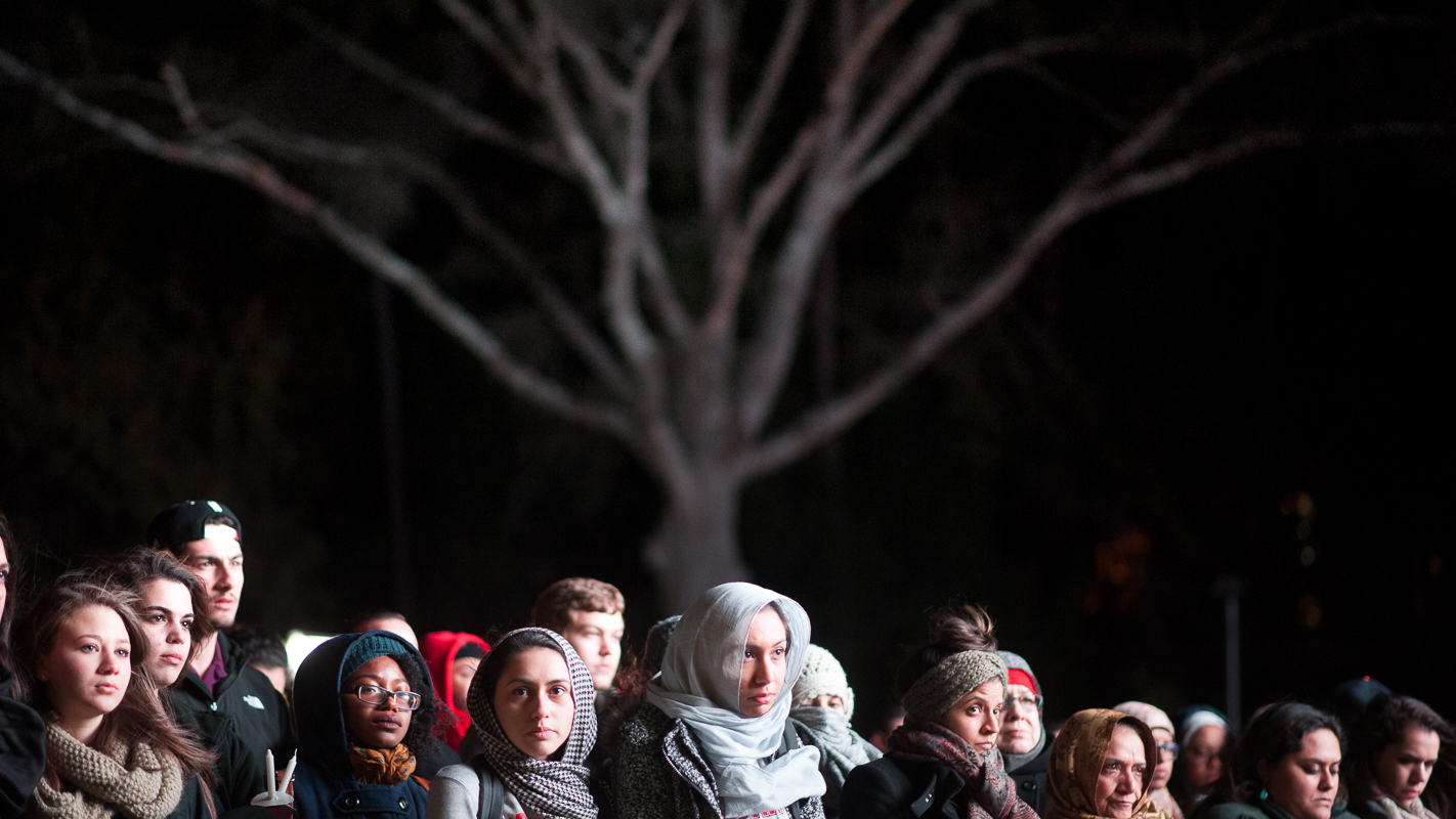 Vigil goers brave near-freezing temperatures during the event.