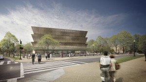 An artist rendering of the National Museum of African-American History and Culture. 