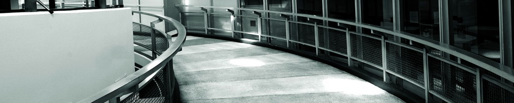 A black and white textural shot of Harrelson Hall.