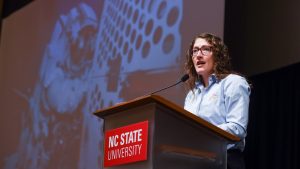 Christina Hammock Koch speaks at Talley Student Union in Feburary 2016.
