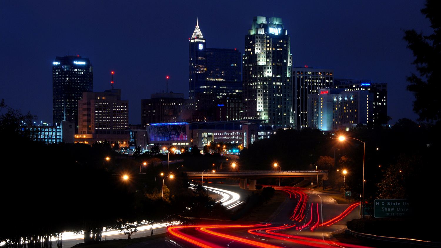 Skyline of Raleigh in the early evening