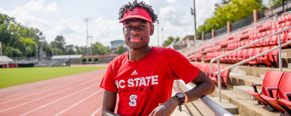 NC State student Ares Epps on Paul Derr Track.