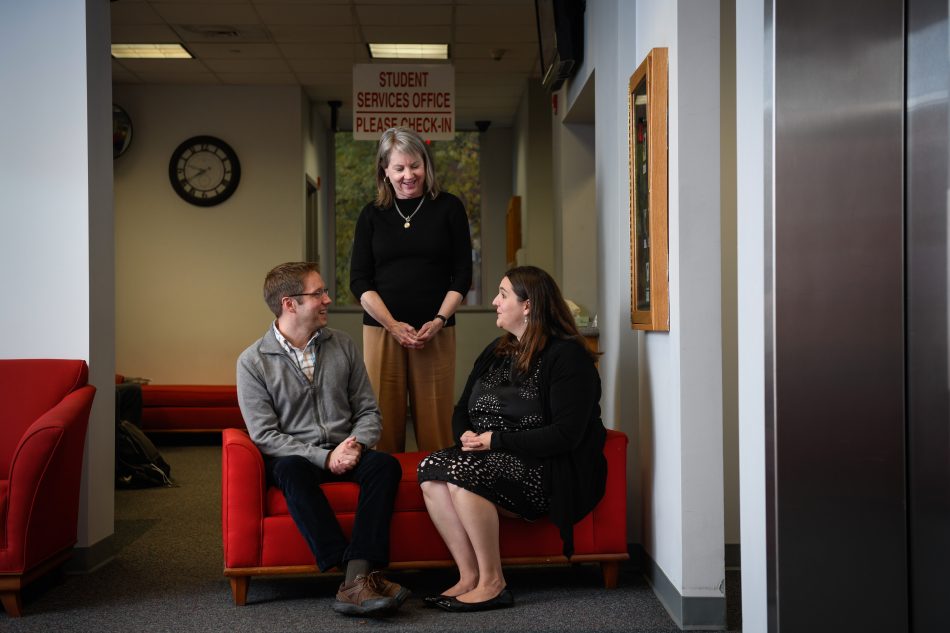 Three people are pictured. From left: Tony Shurer, Martha Whitaker and Melanie Cruz