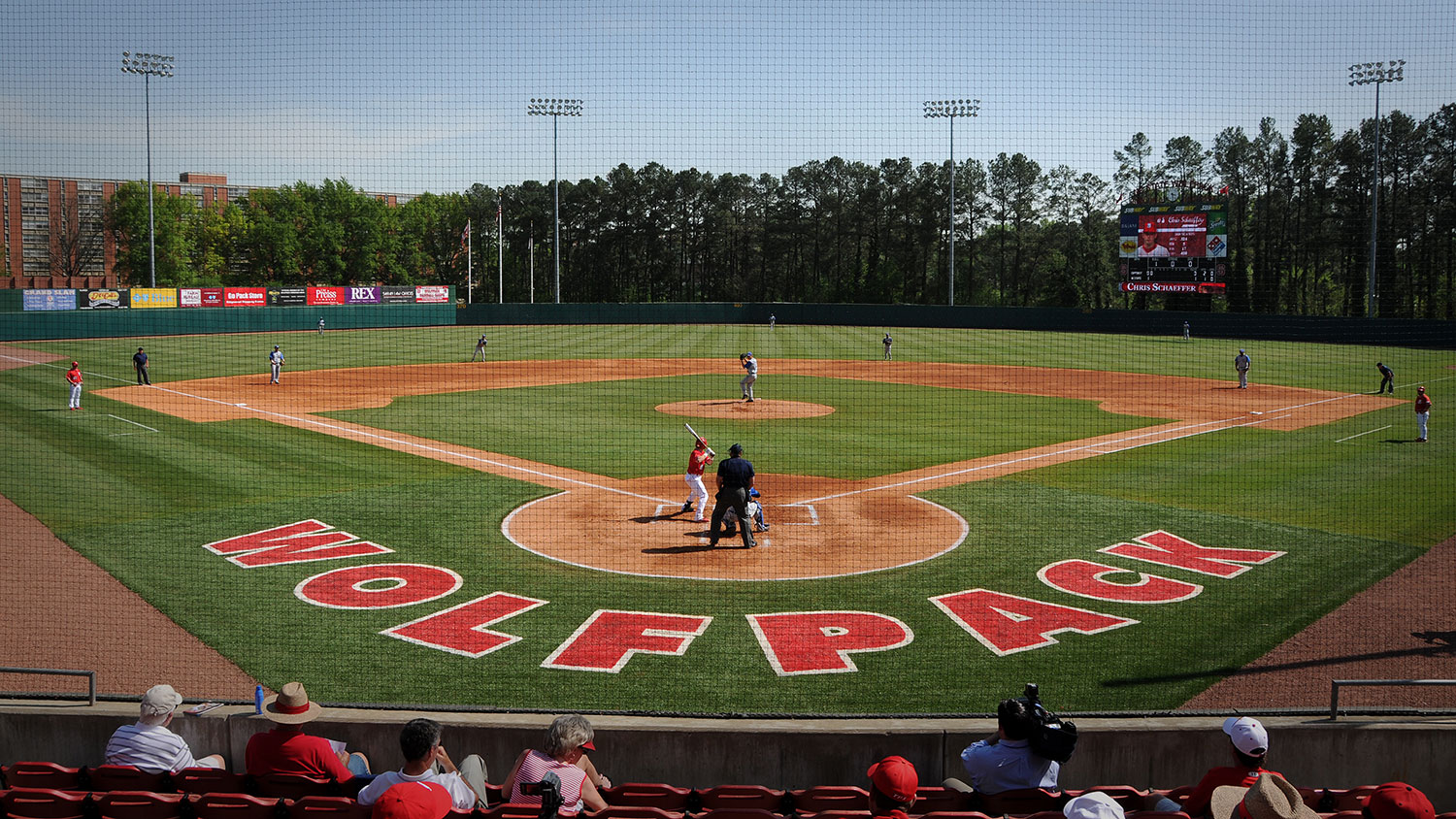 Wolfpack batter up at the plate in Doak Stadium.