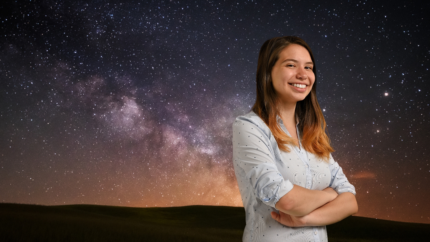 NC State Ana Sofia Uzsoy against a backdrop of the night sky