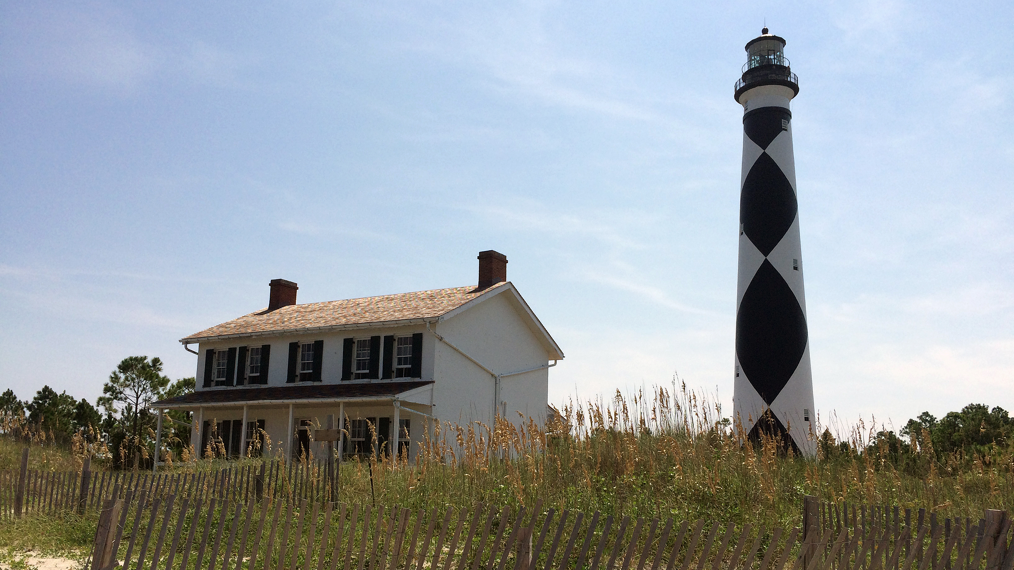 Lighthouse and keeper's house built in 1873 at Cape Lookout National Seashore