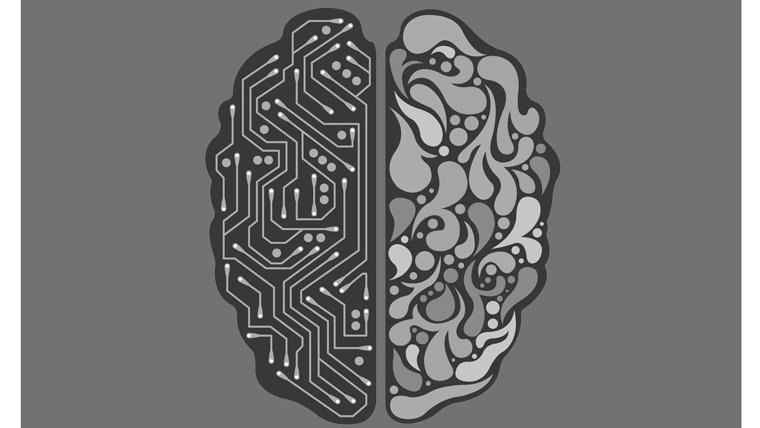 graphic of computer circuits in the shape of a brain