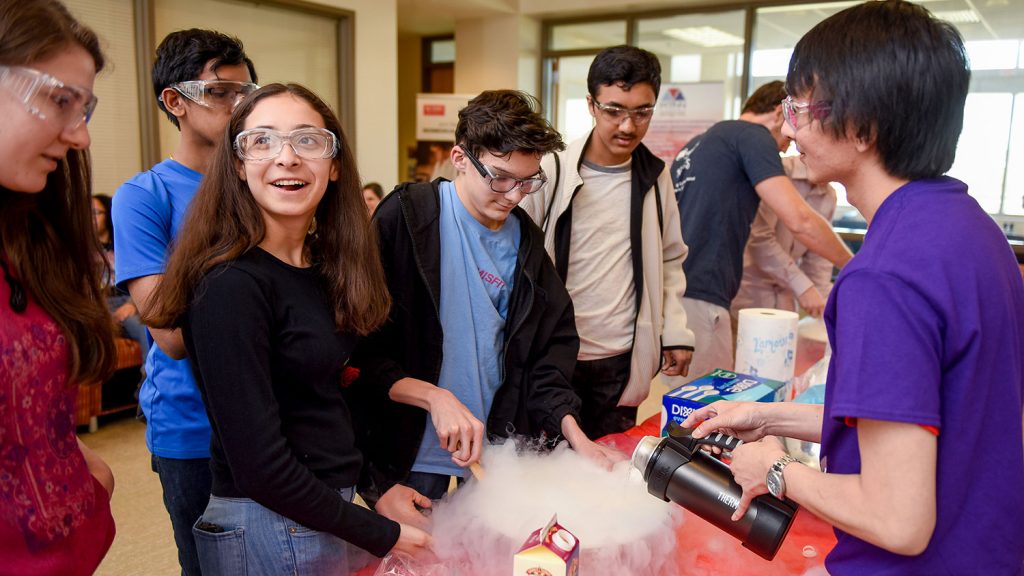 Students making liquid nitrogen ice cream