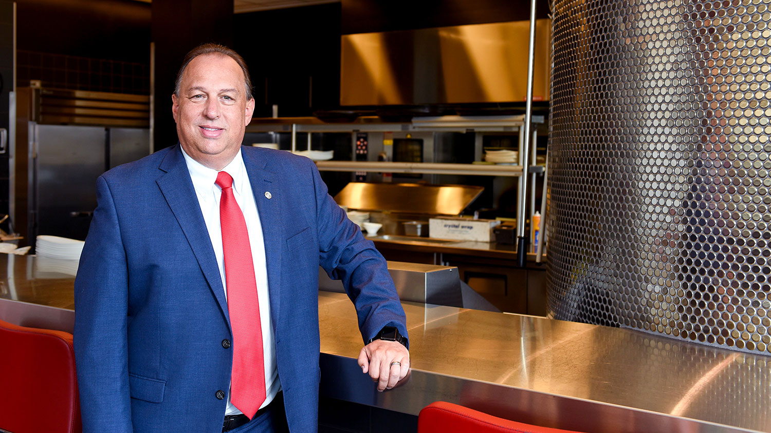 Randy Lait, senior director of administrative services for Campus Enterprises, at NC State's 1887 restaurant.