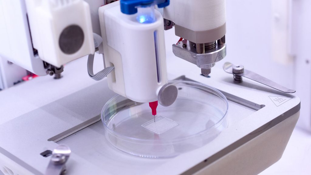 A 3D bioprinter in NC State’s Biomedical Partnership Center