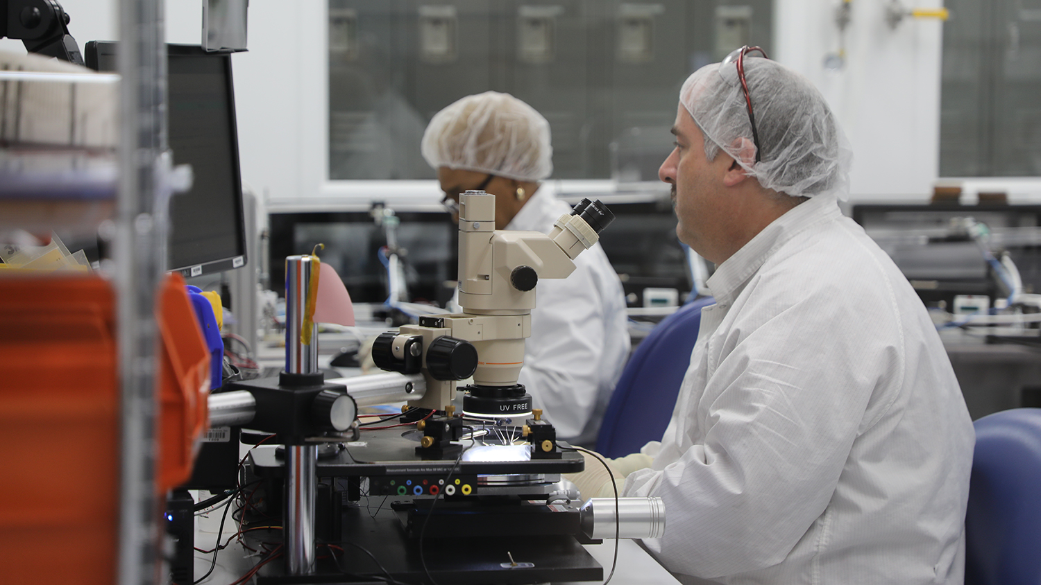 Phononic employees working in the lab in the startup's headquarters.
