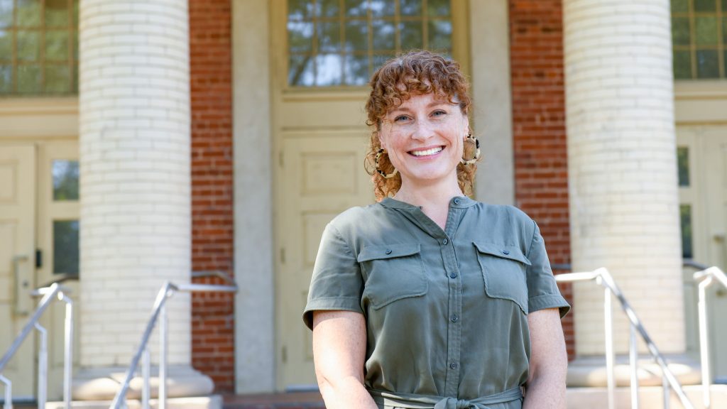 Sarah Ascienzo stands outside Leazar Hall.