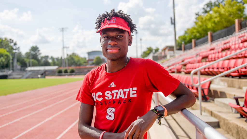 NC State student Ares Epps on Paul Derr Track.