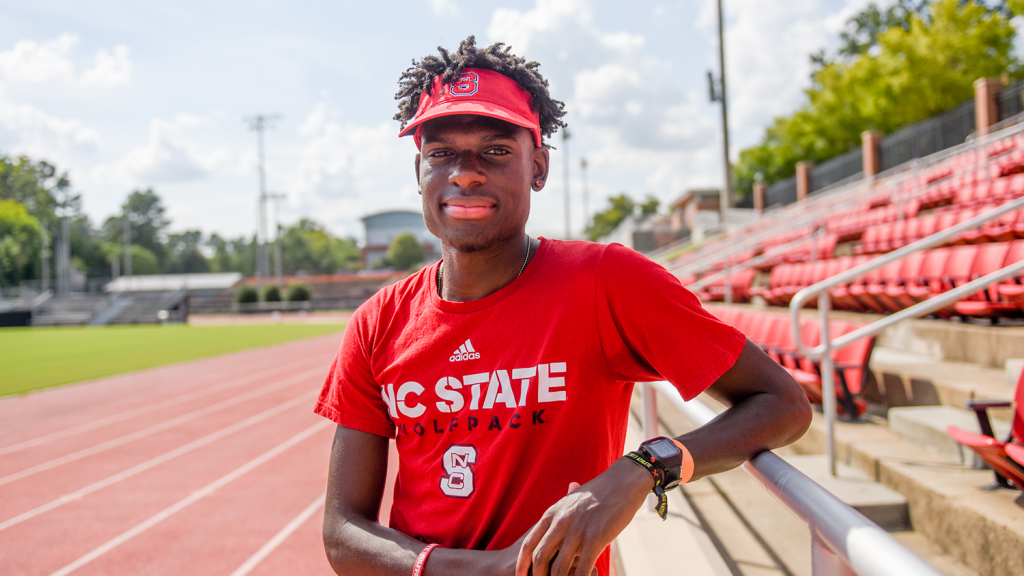 NC State student Ares Epps on Paul Derr Track.