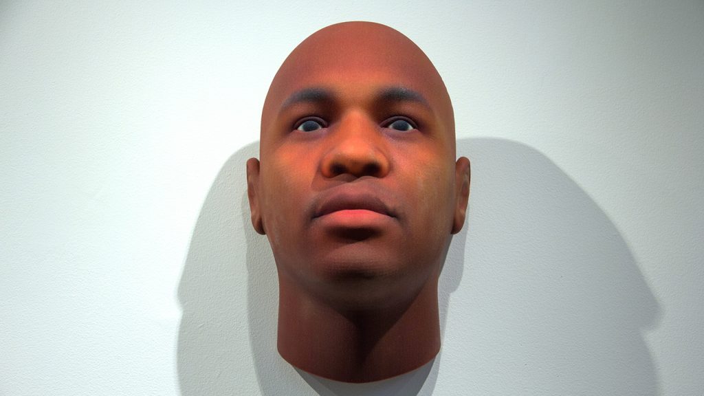 An image of a 3D printed mugshot from the Gregg exhibit.