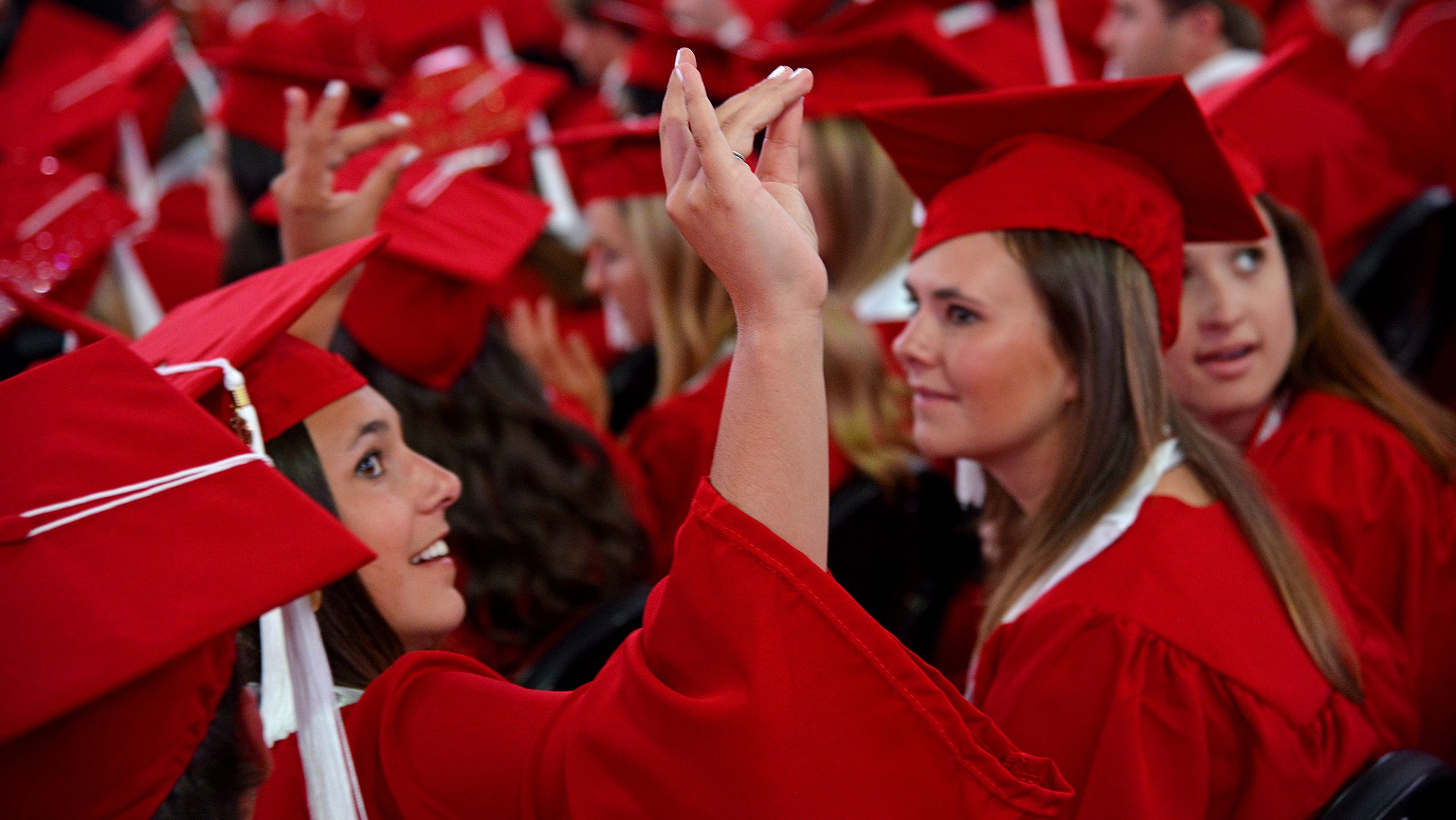 Students celebrate commencement.