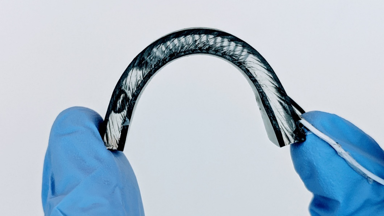 Photo of flexible, wearable device.