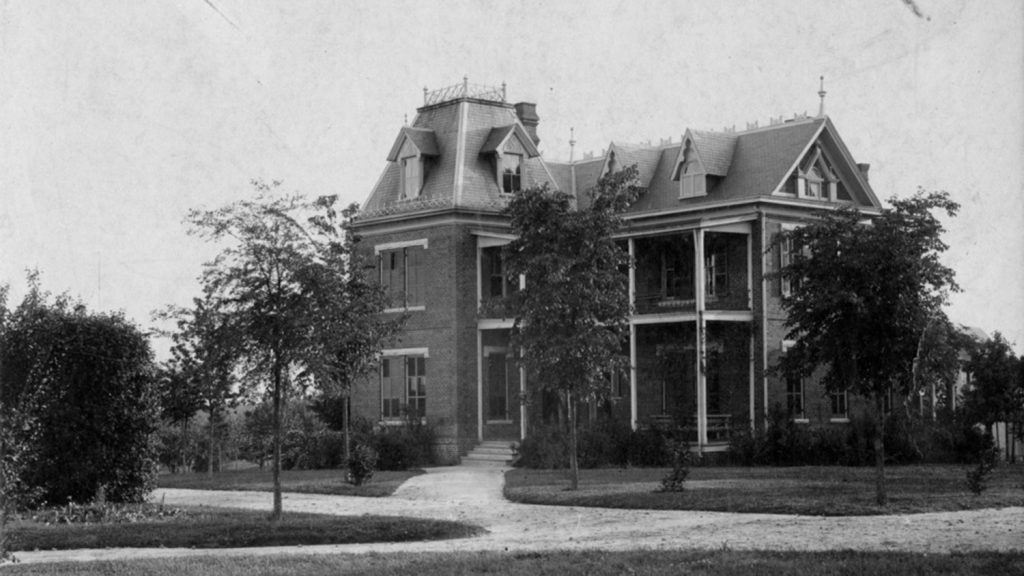 Historic black and white photo of Winston Hall.