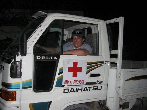 Justine Hollingshead drives a truck while participating in earthquake relief efforts in Haiti in 2010.