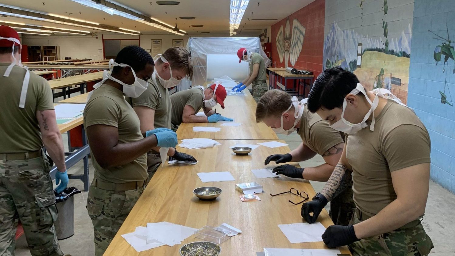 Soldiers create face masks at Fort Bragg