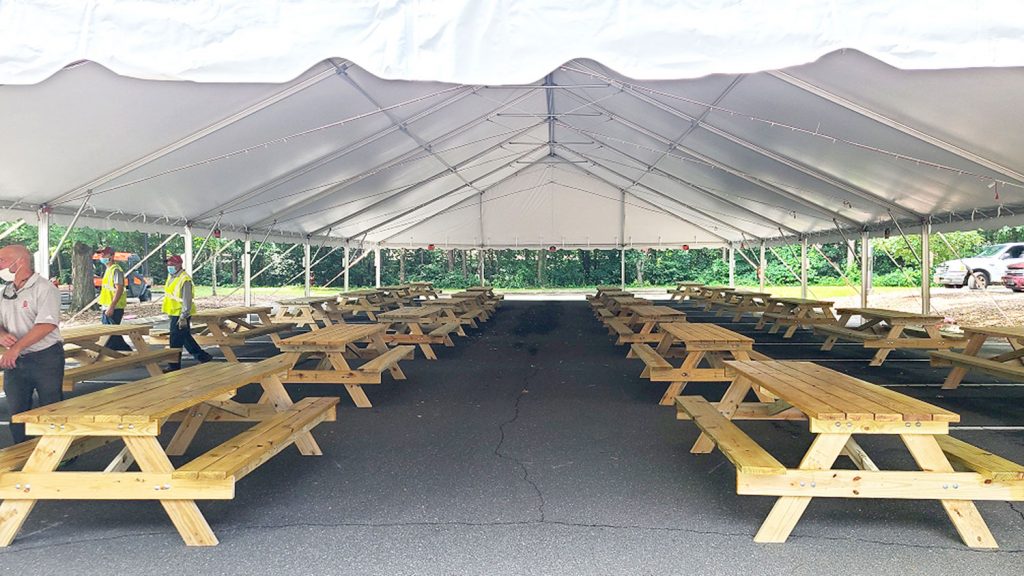 tent with tables underneath