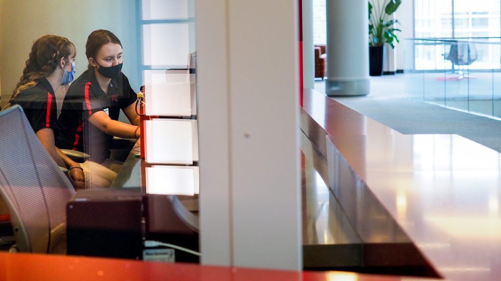 Student workers in the Talley Student Union  schedule classes in the ballrooms for the fall semester. 