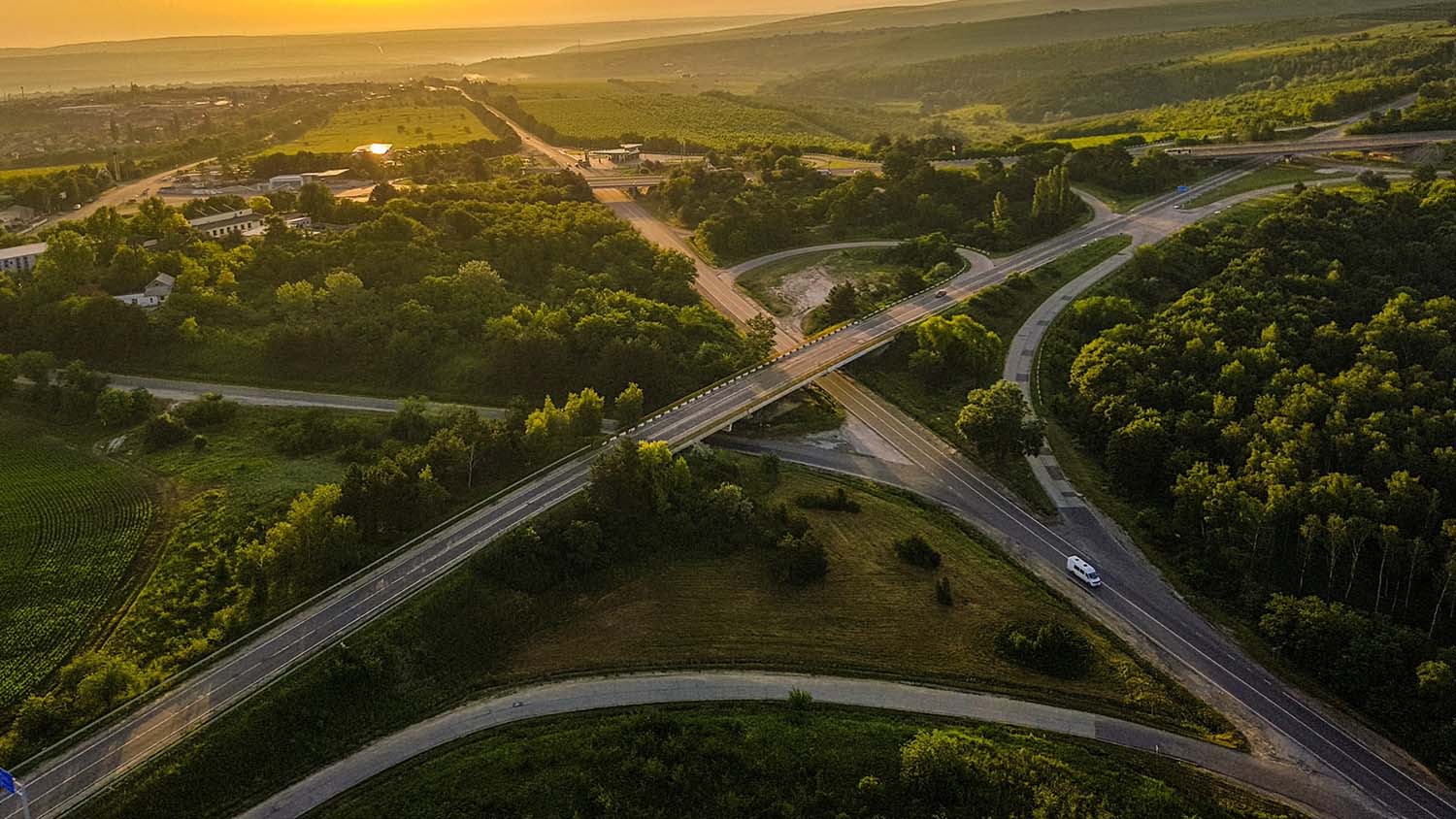 a forest separated into many parts by highways