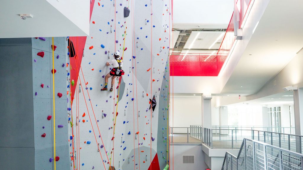 Rock wall at new Wellness and Recreation Center