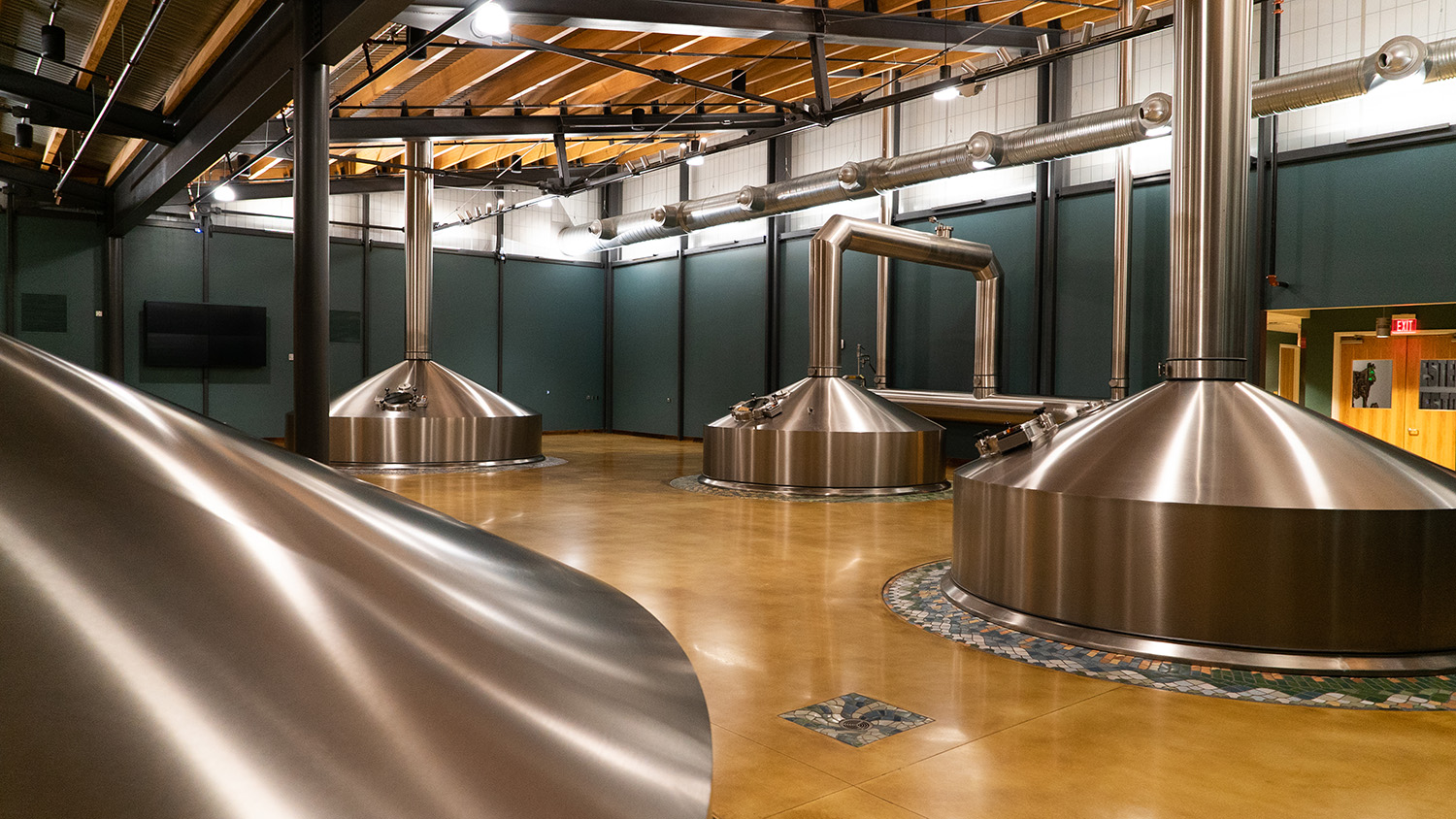 Steel tanks inside New Belgium's brewery in Asheville, NC