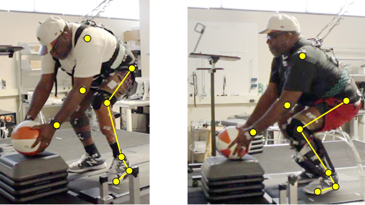 man uses lower-leg prosthesis to perform exercises