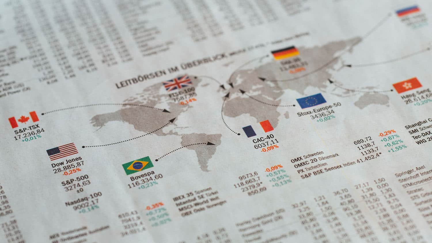 world map of stock exchanges