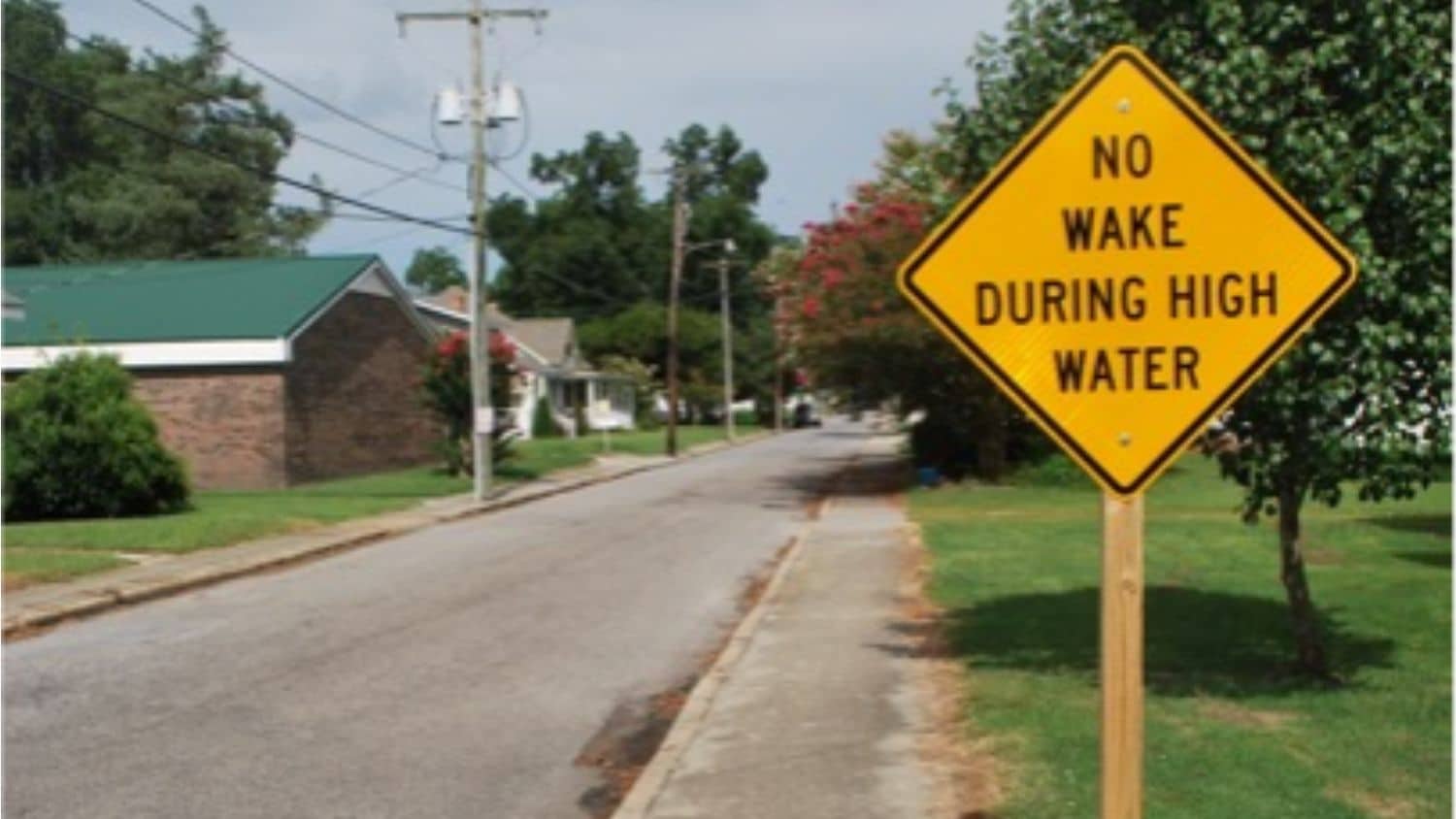 Flooding sign in Railroad, North Carolina.