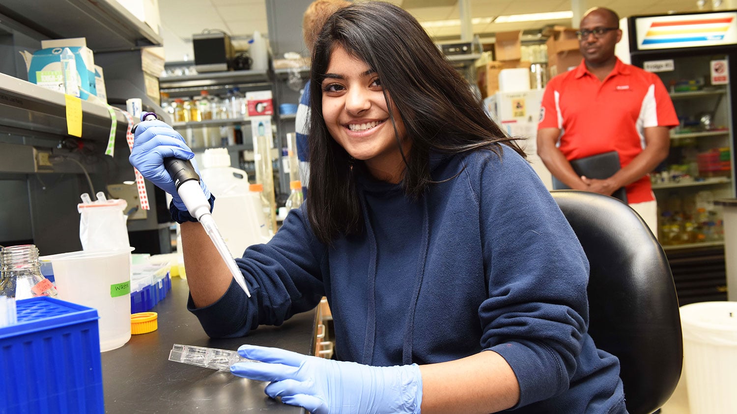 student in a lab