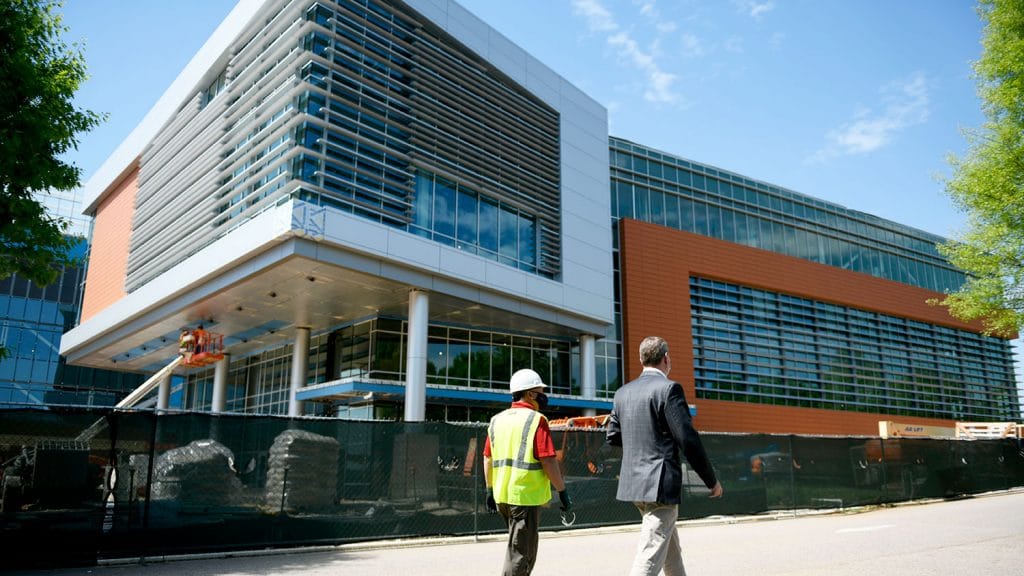 NC State's Plant Sciences building under construction in July 2021