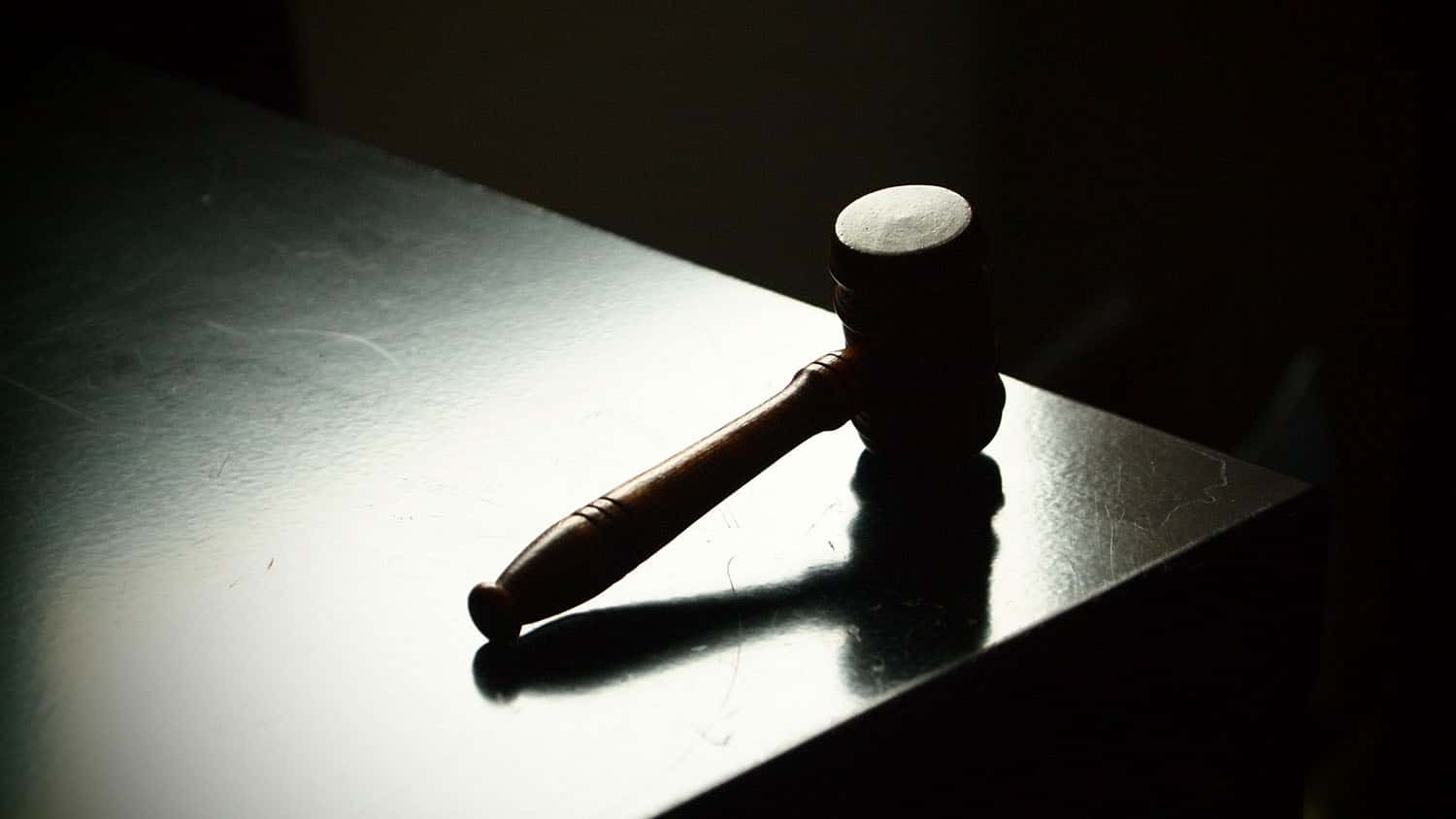 a gavel rests on a table