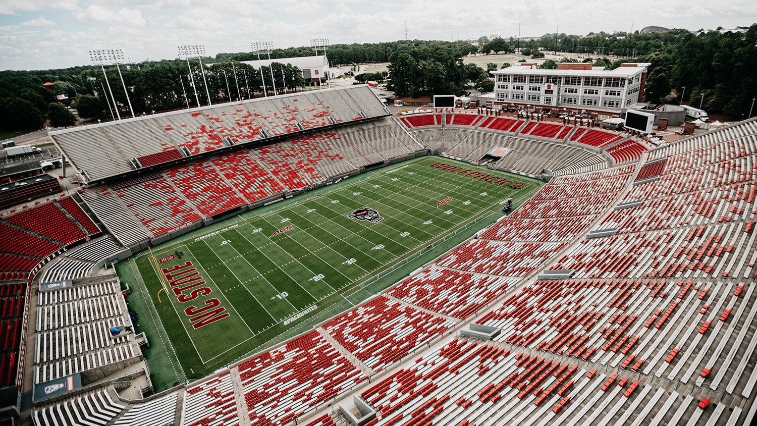 Panoramic shot of an empty Carter-Finley Stadium.