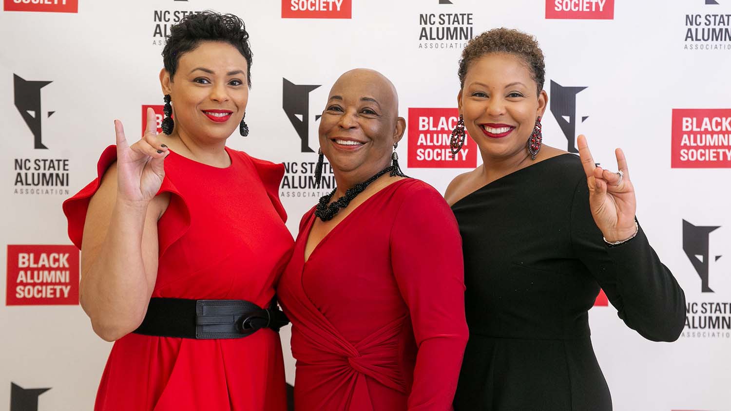 Three women pose at the 2019 Black Alumni Society Galal